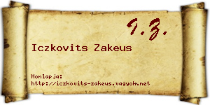 Iczkovits Zakeus névjegykártya